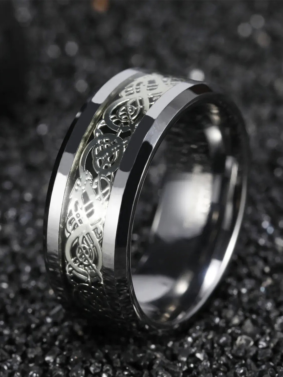 

Heer Collection Stainless Steel Platinum-Plated Thumb Finger Ring, Silver