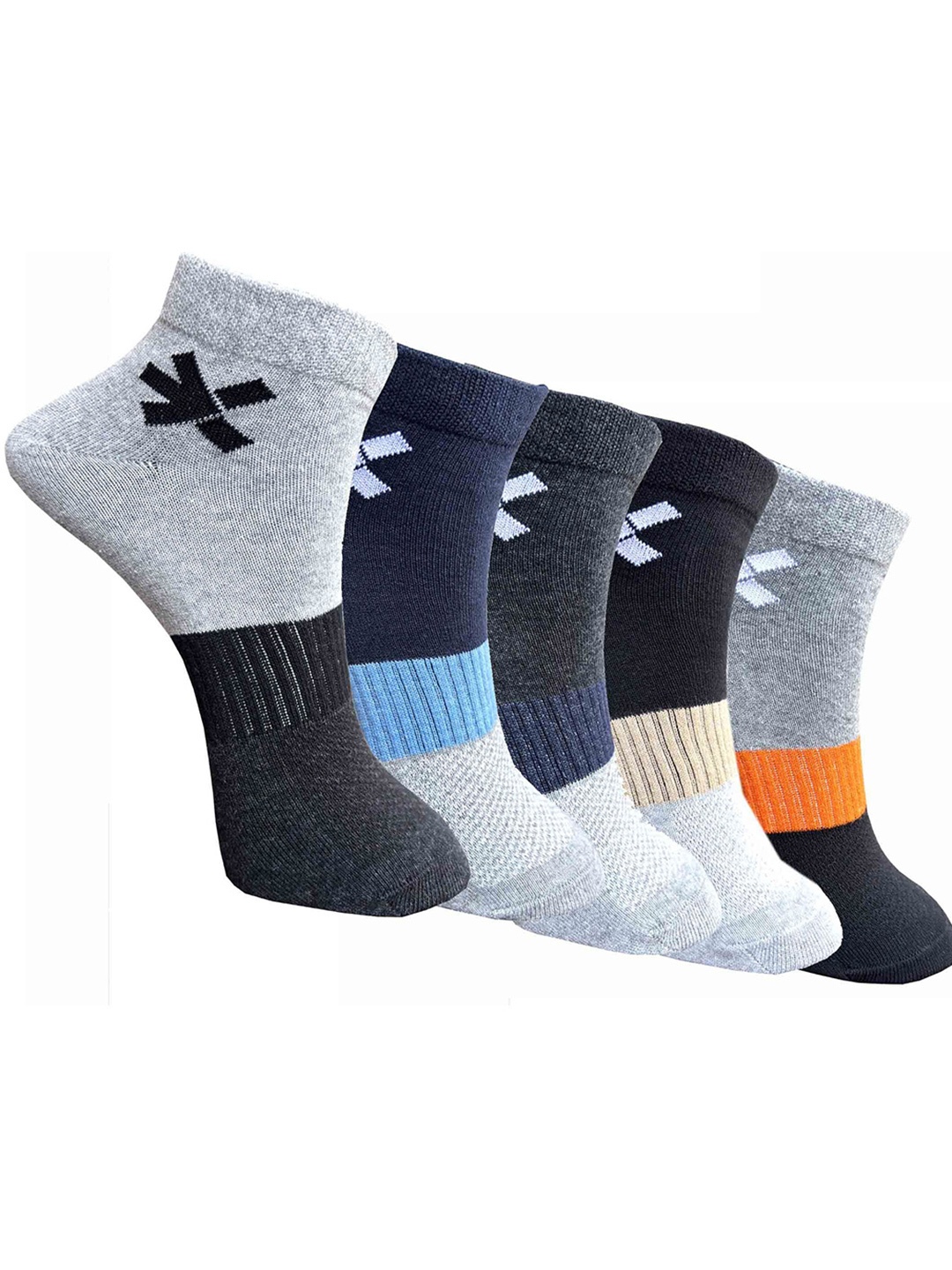 

HRX by Hrithik Roshan Pack Of 5 Striped Ankle-Length Socks, Black