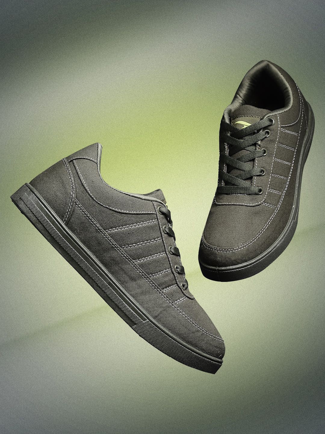 

ASIAN Men Textile Round Toe Lace-Ups Casual Sneakers, Green