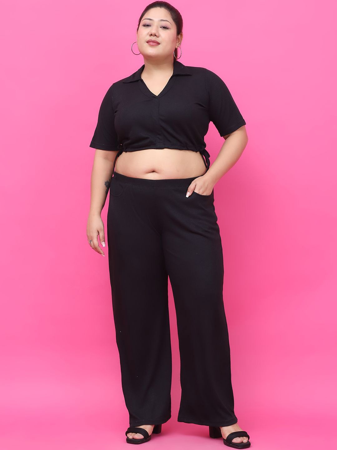 

theRebelinme Plus Size Pure Cotton Top & Trouser, Black
