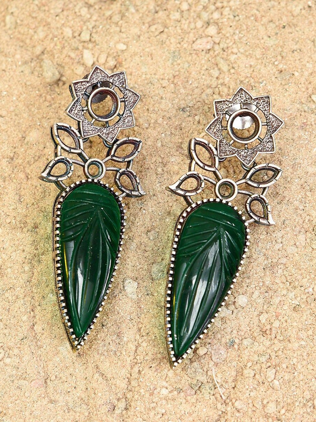 

JAYPORE Silver-Plated Contemporary Drop Earrings, Gold