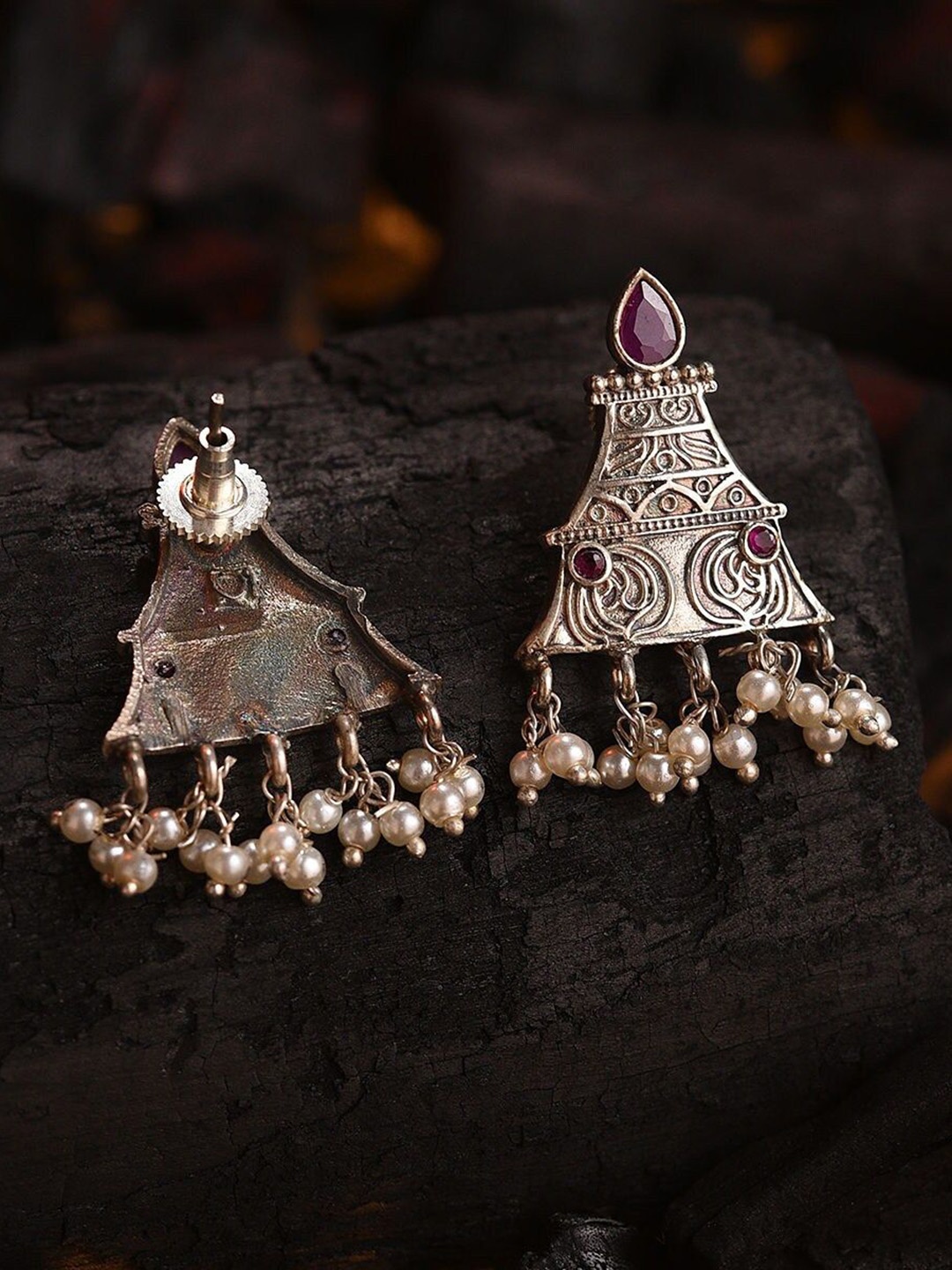 

JAYPORE Contemporary Beaded Drop Earrings, Silver