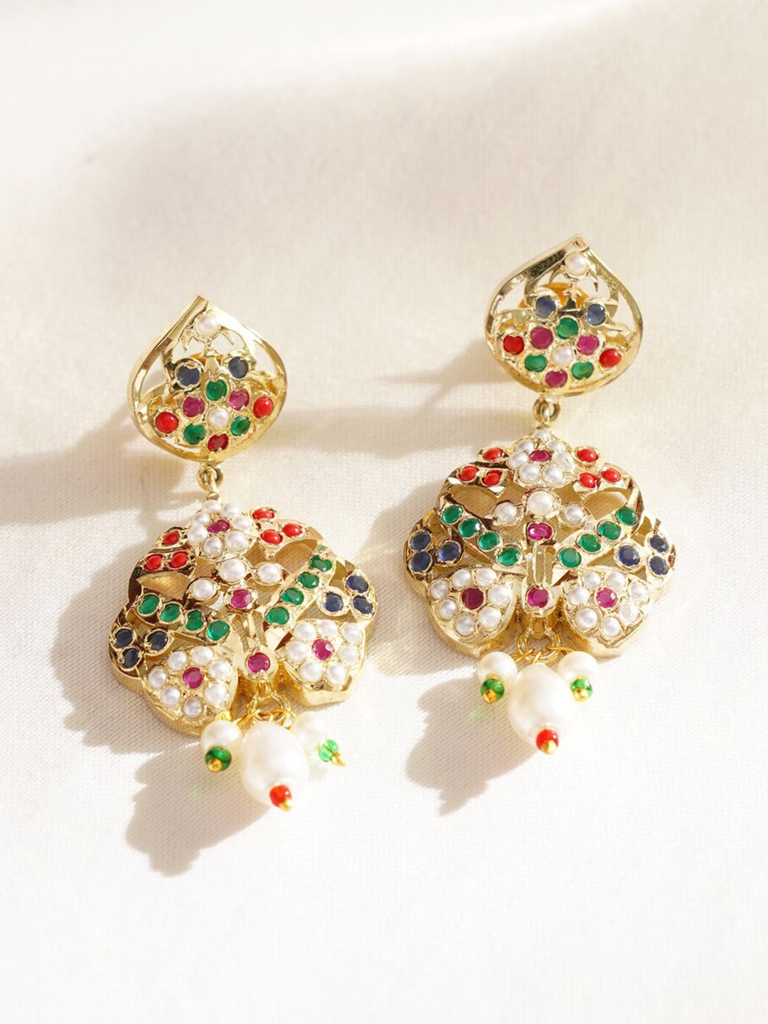 

JAYPORE Contemporary Jhumkas Earrings, Gold