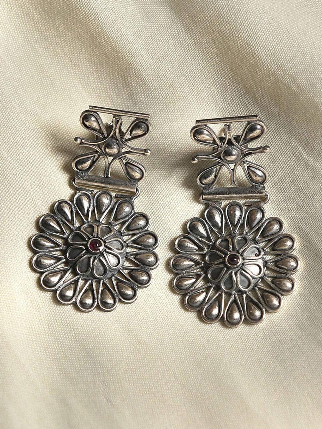 

JAYPORE Silver-Plated Contemporary Drop Earrings
