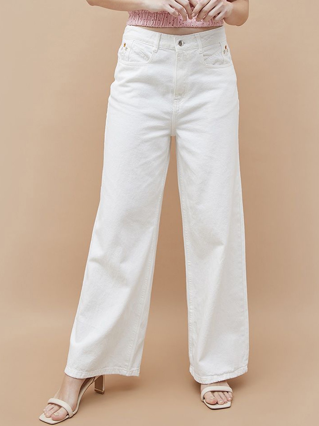 

Colour Me by Melange Women Trousers, White