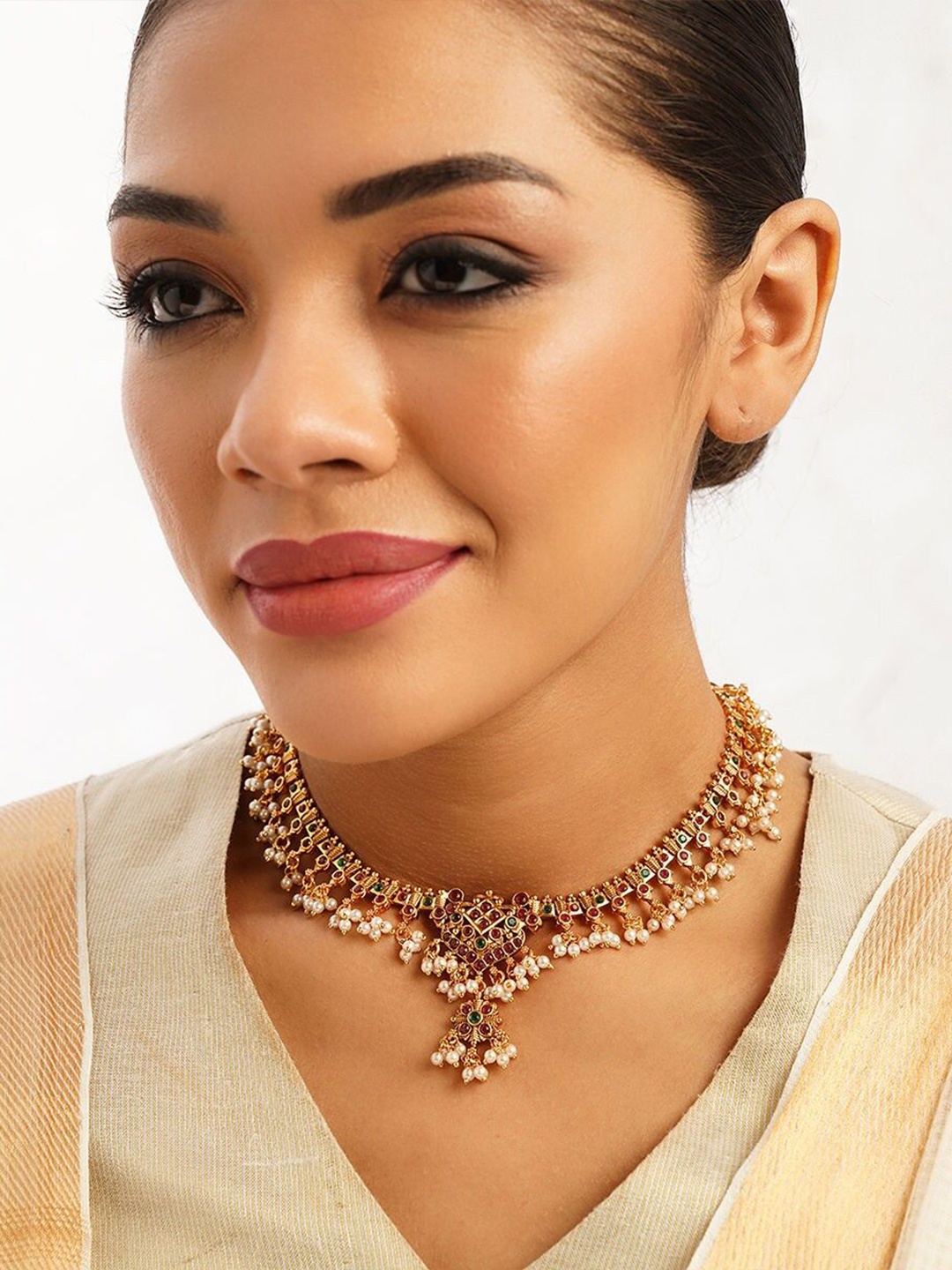 

JAYPORE Gold-Plated Stone Studded Necklace