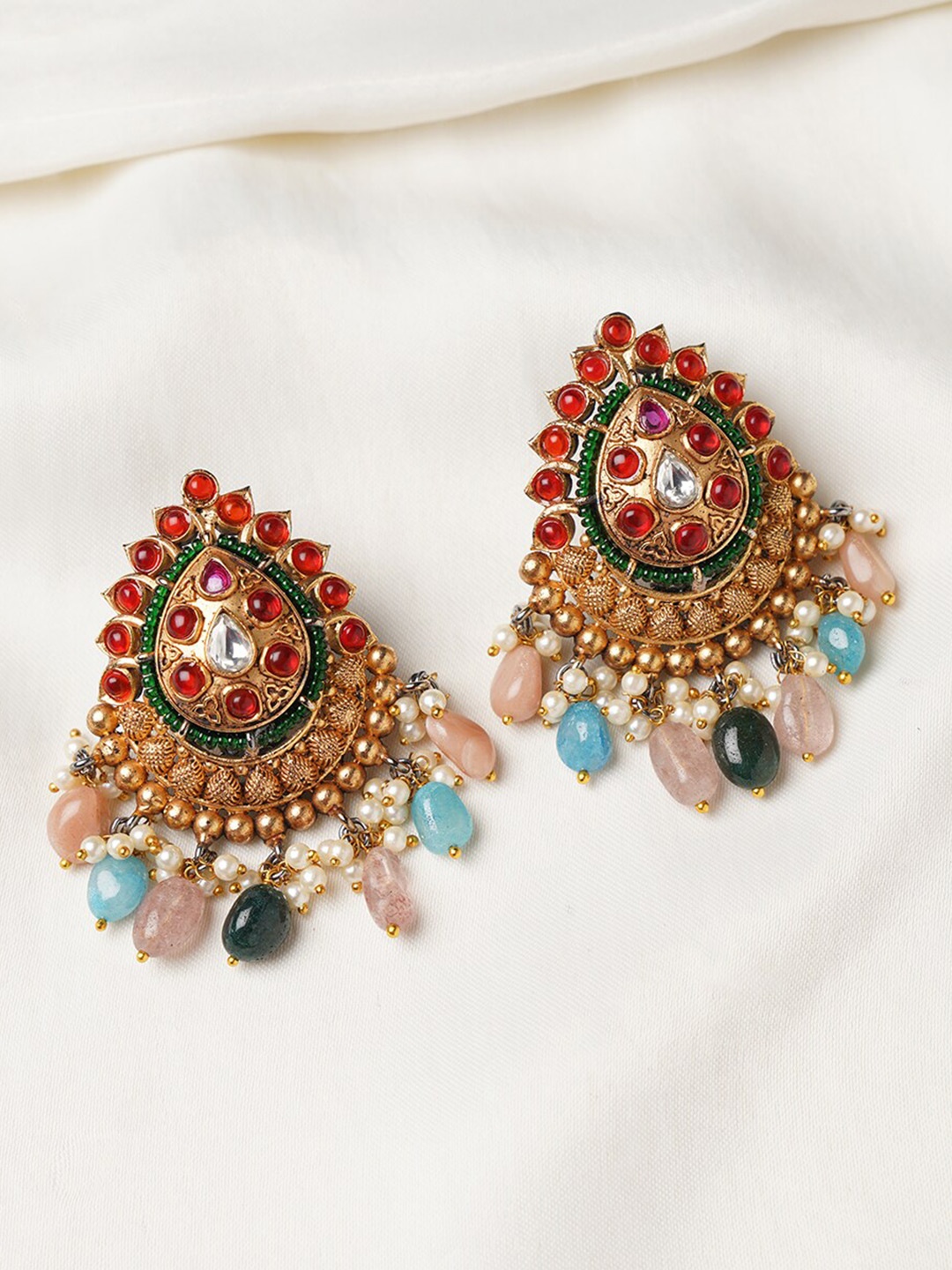 

JAYPORE Gold-Plated Contemporary Drop Earrings