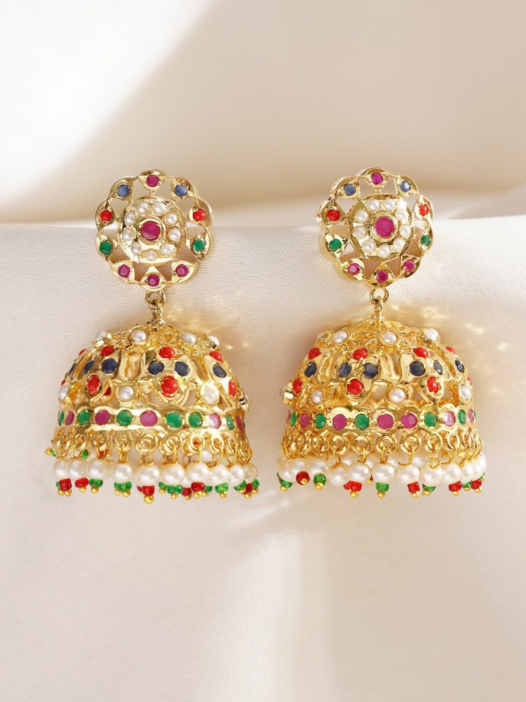 

JAYPORE Contemporary Jhumkas Earrings, Gold