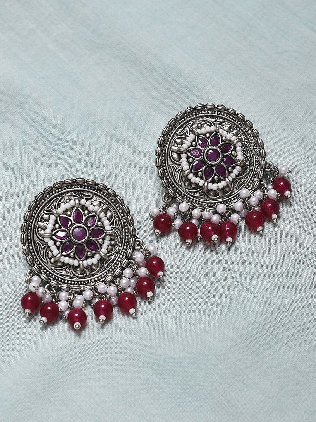 

JAYPORE Contemporary Beaded Studs, Silver