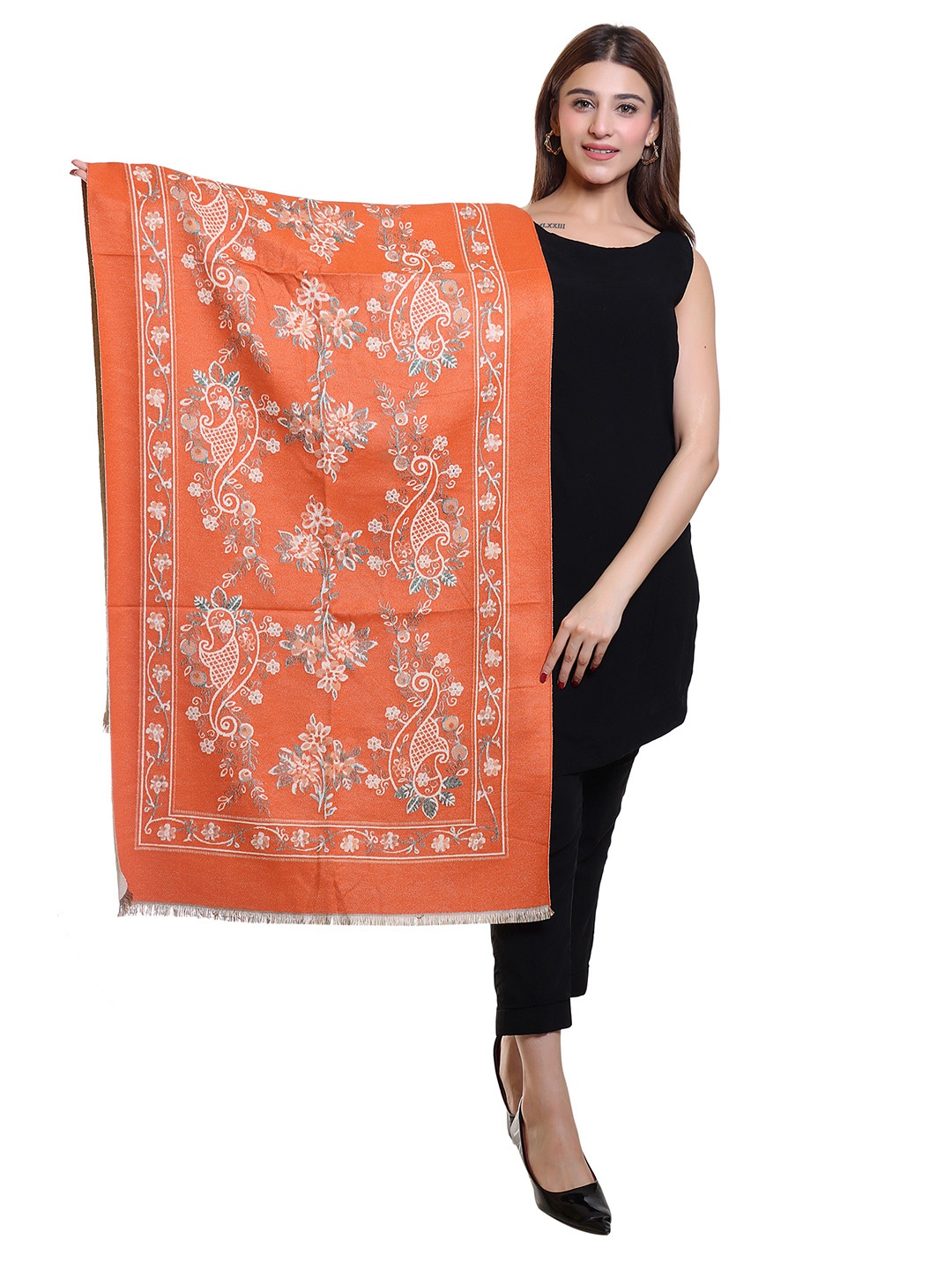 

Oswal International Women Acrylic Shawl, Orange