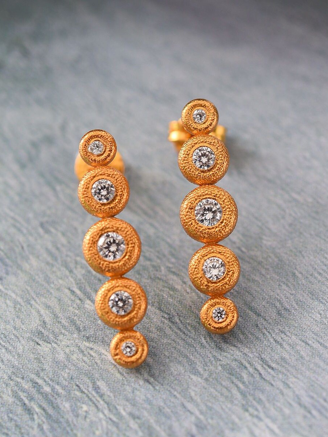 

JAYPORE Cubic Zirconia Contemporary Studs, Gold