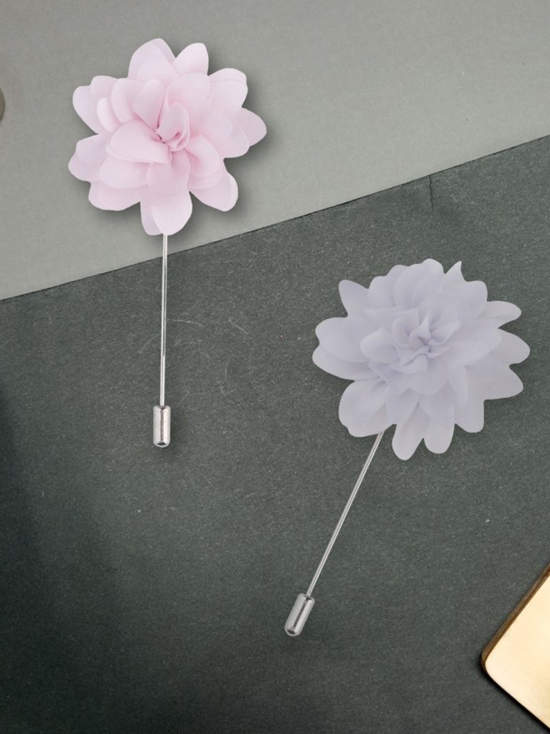

The Tie Hub Pack Of 2 Men Dahlia Flower Shaped Lapel Pin Brooch, Pink