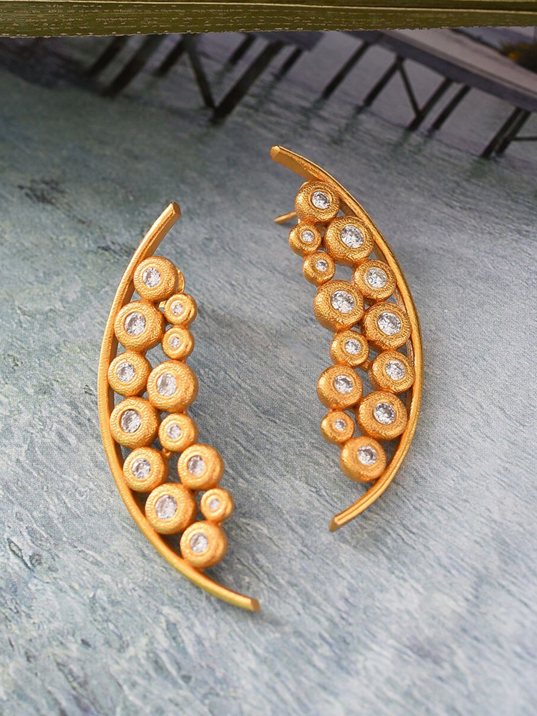 

JAYPORE Gold-Plated Contemporary Drop Earrings