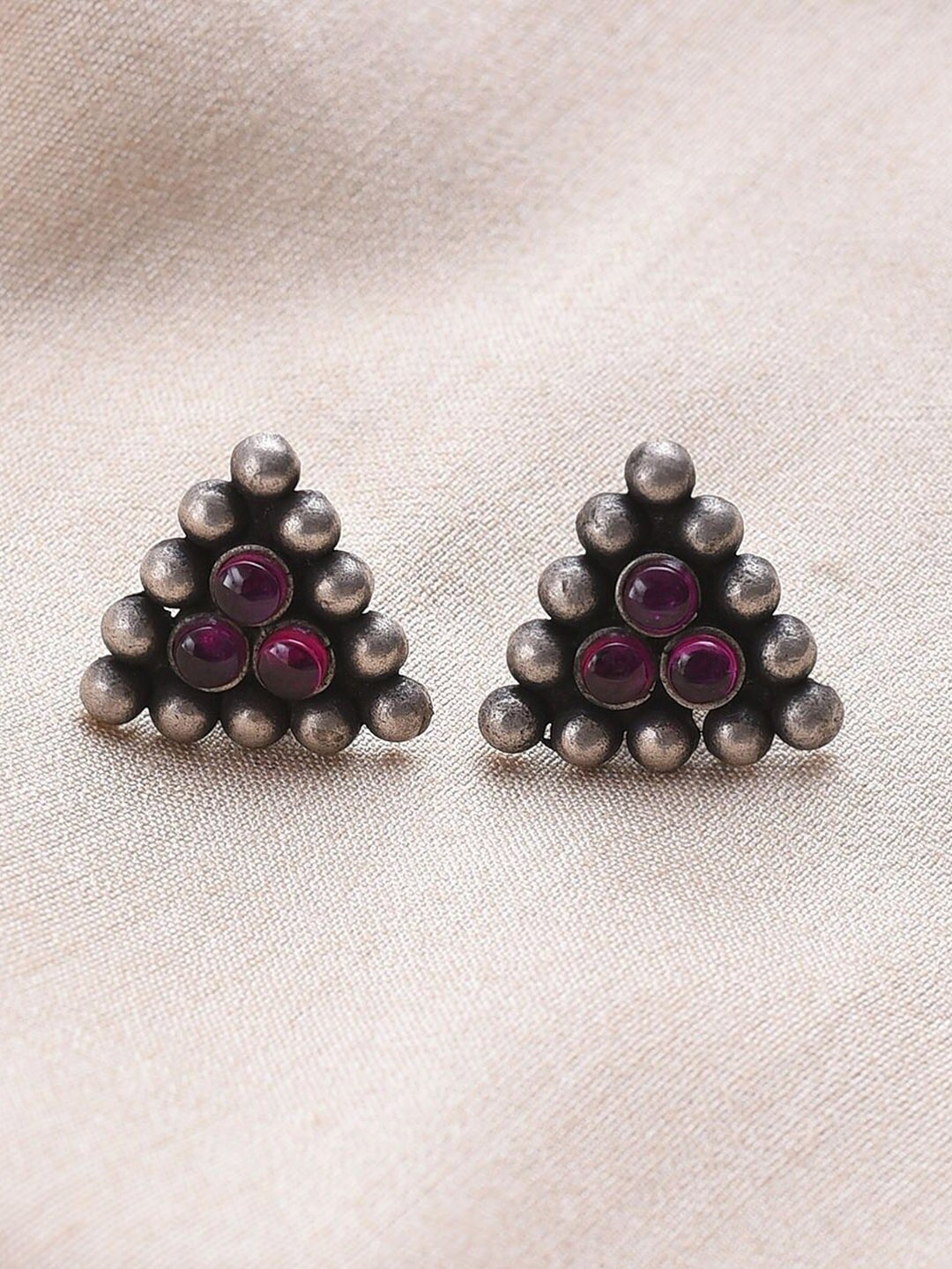 

JAYPORE Silver-Plated Oxidised Contemporary Studs