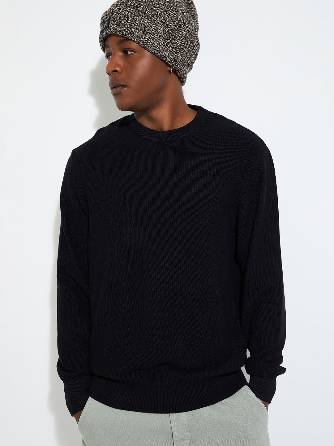 

max URB_N Men Knit Sweater, Black