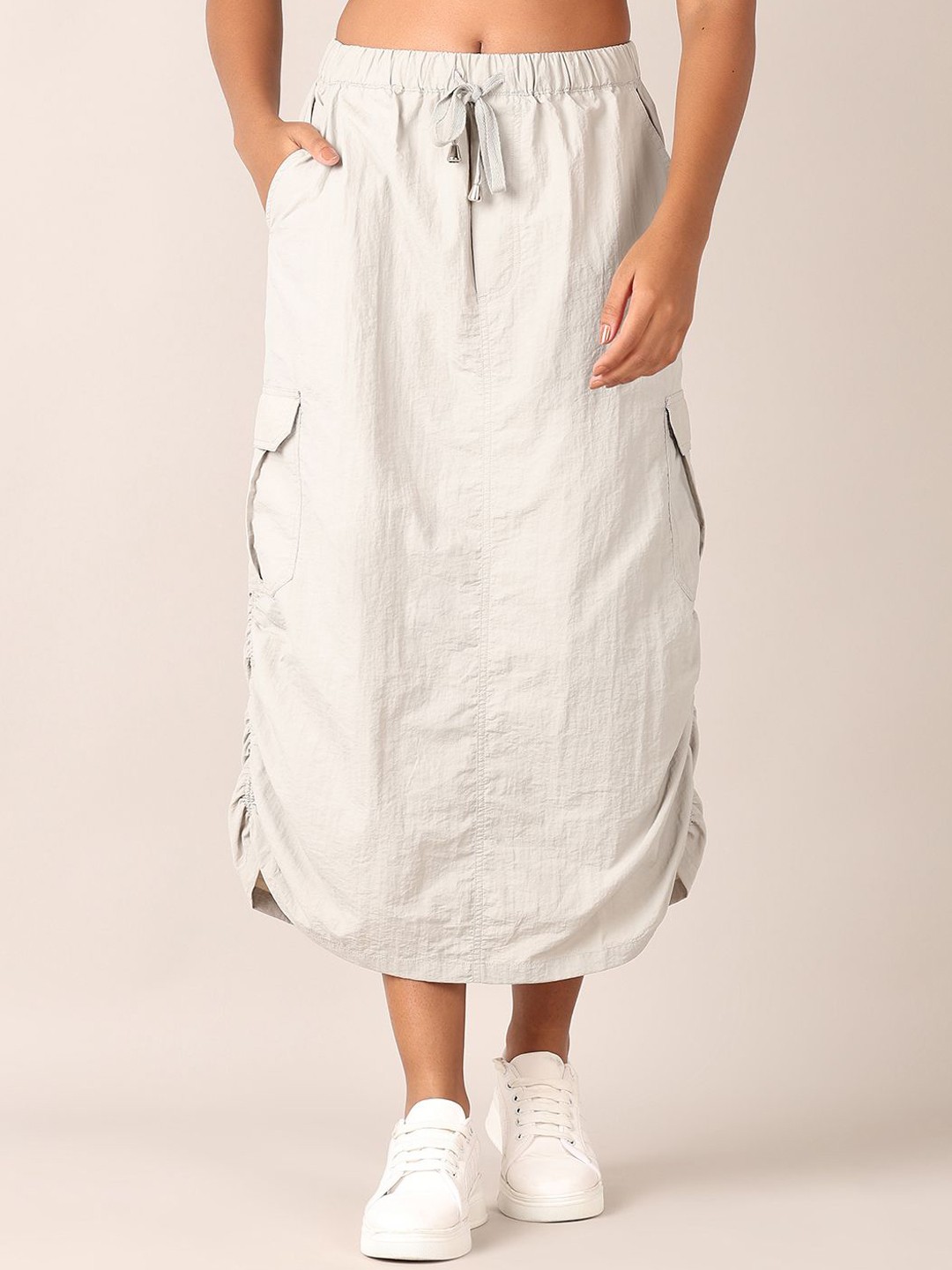 

V-Mart Straight Midi Skirt, Grey