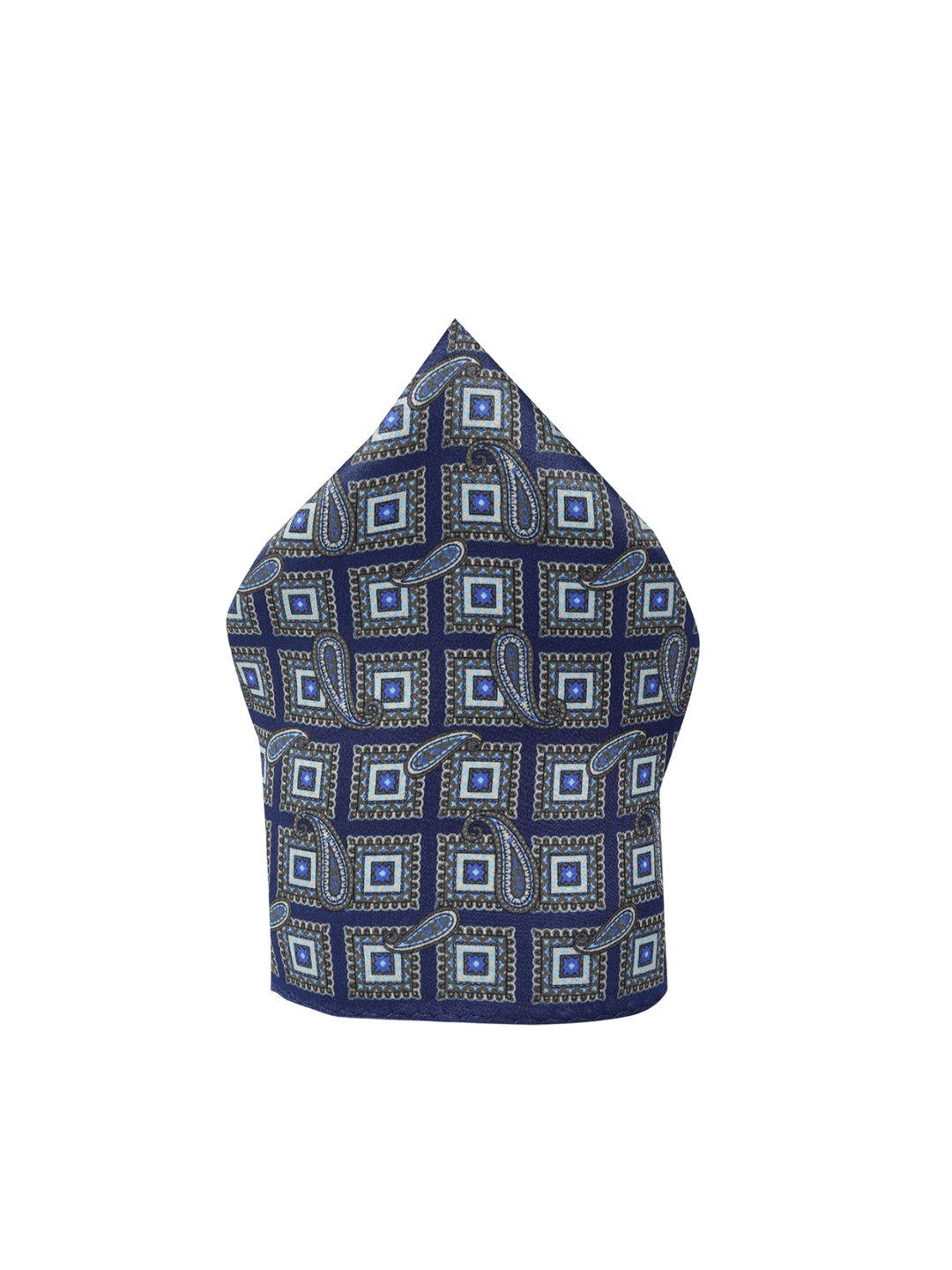 

Peter England Printed Microfiber Pocket Squares, Navy blue
