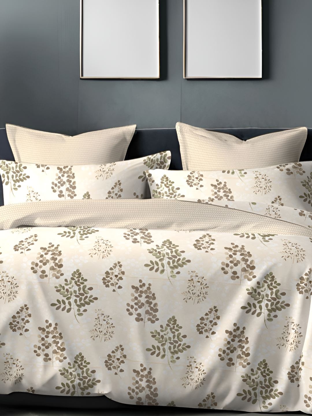 

Sleeping Owls- because your sleep matters Beige Floral 180 TC King Bedsheet with 2 Pillow Covers