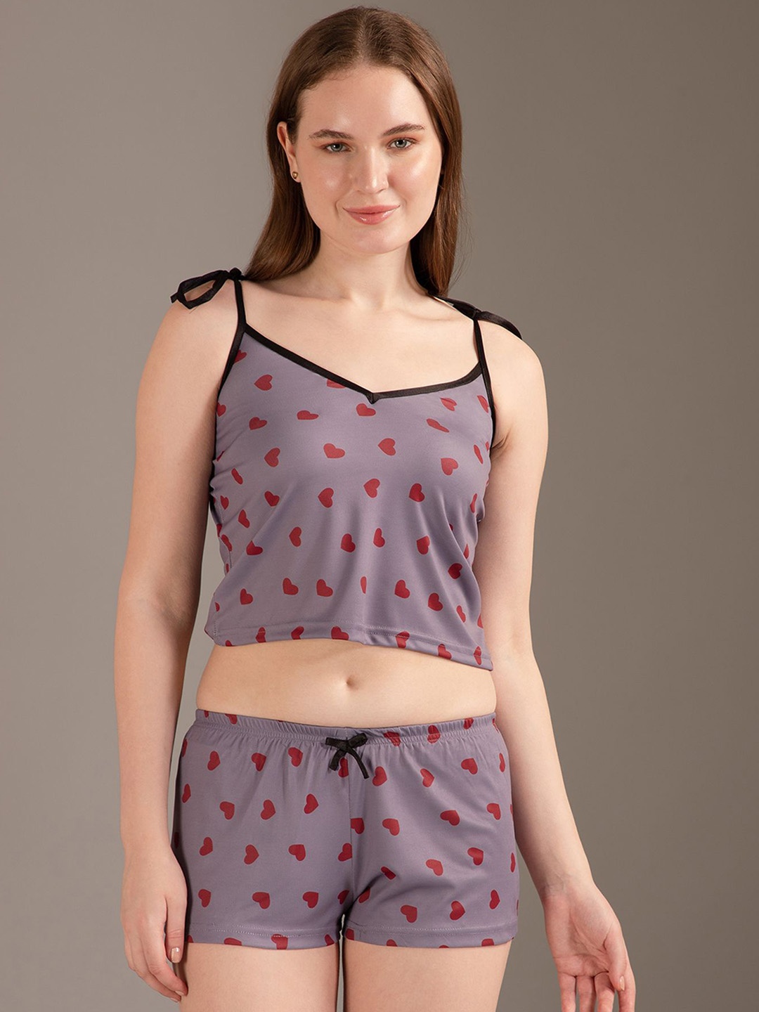 

Louis Bayrad Women Printed Night suit, Grey
