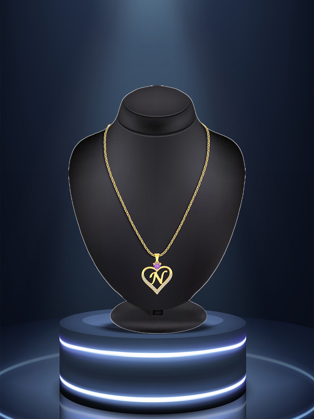 

Lila Gold-Plated Cubic Zirconia Heart Shaped Pendant with Chain