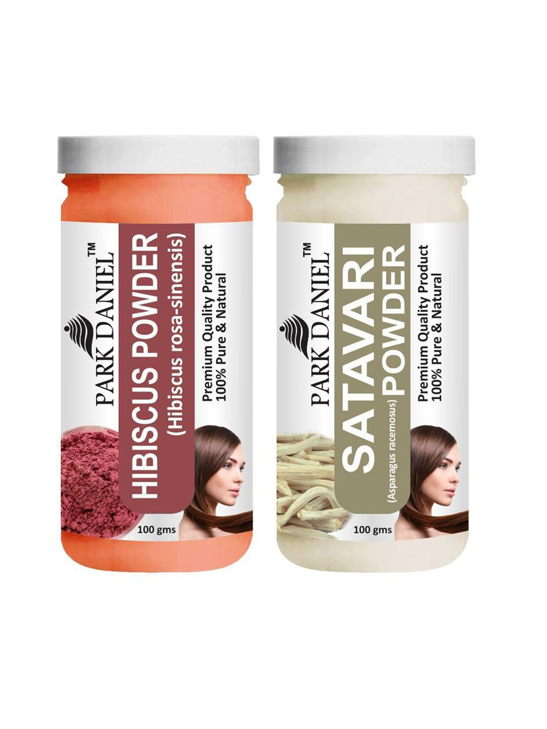

Park Daniel Set Of 2 Hibiscus Powder & Satavari Hair & Skin Mask Powder -100 gm Each, White