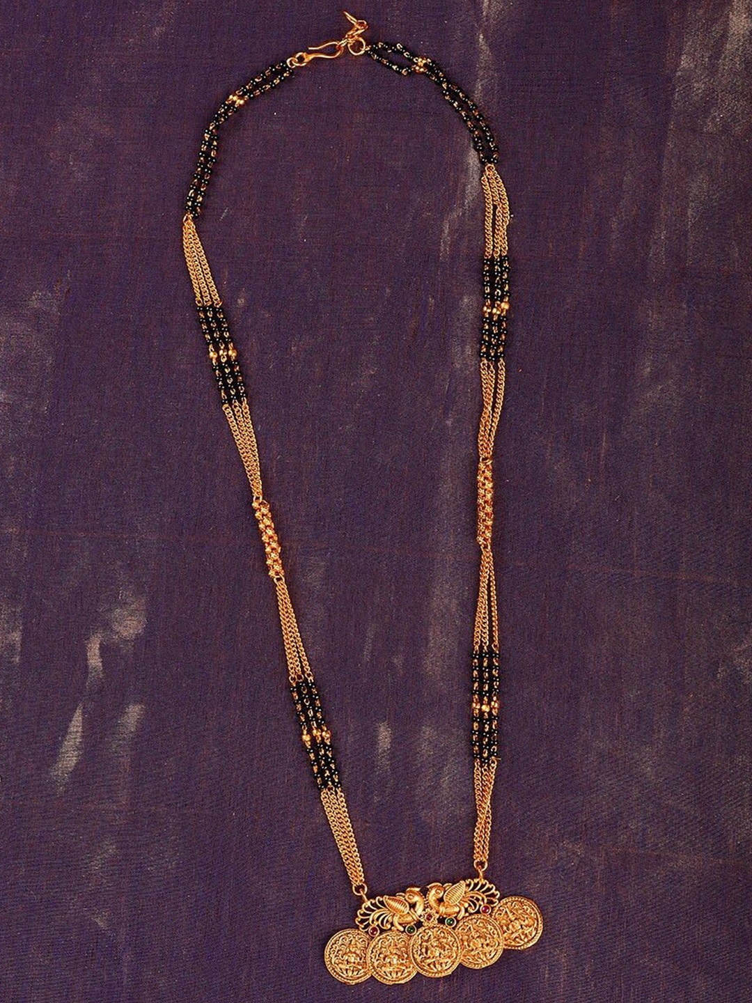 

JAYPORE Brass Stone Studded Mangalsutra, Gold