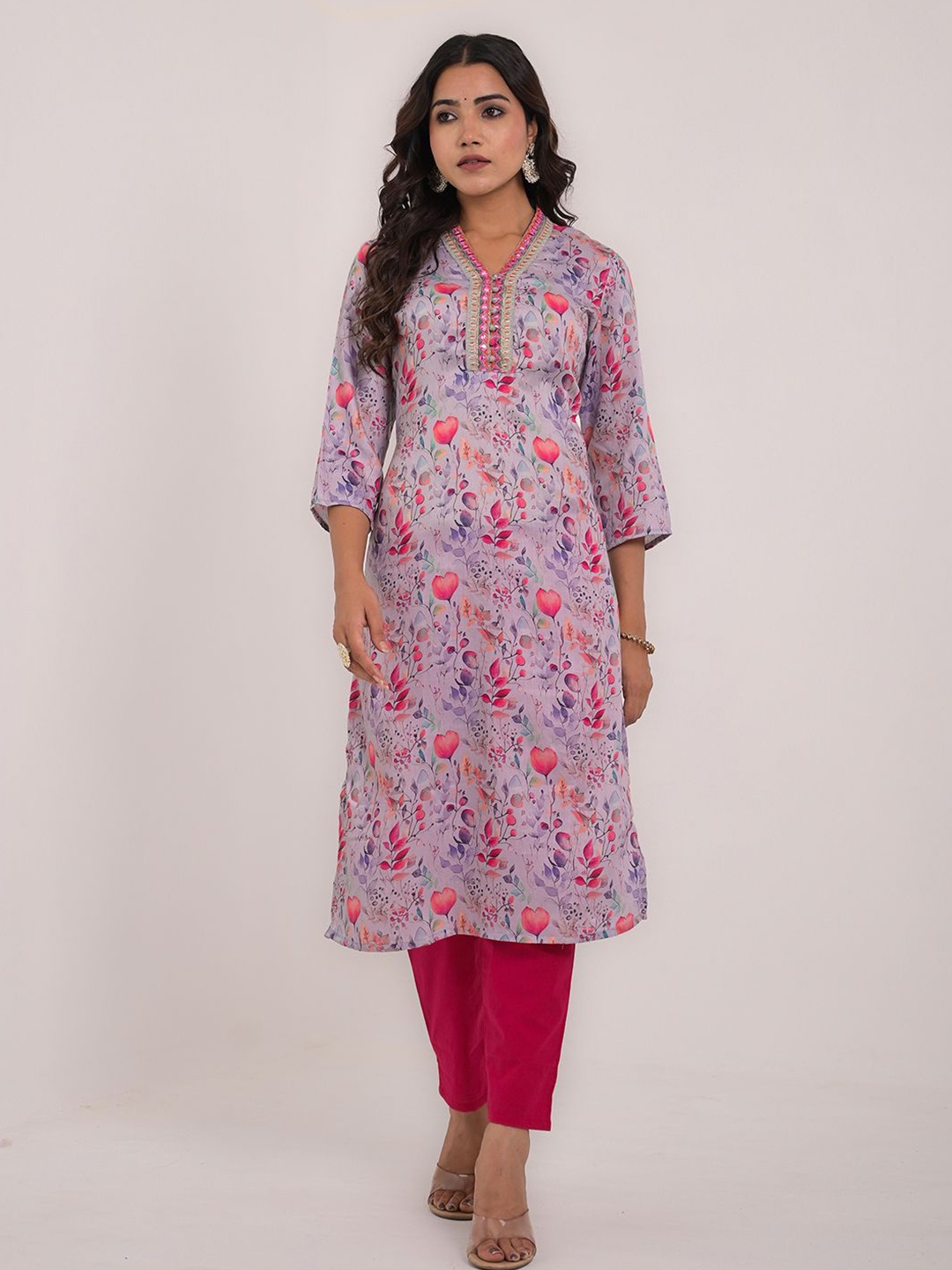 

KAVITA GUPTA Women Printed Maternity Kurta, Grey