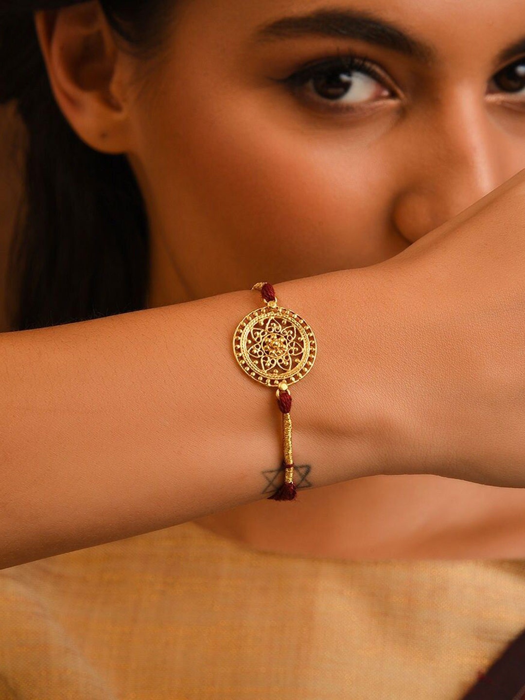 

JAYPORE Silver Gold-Plated Wraparound Bracelet