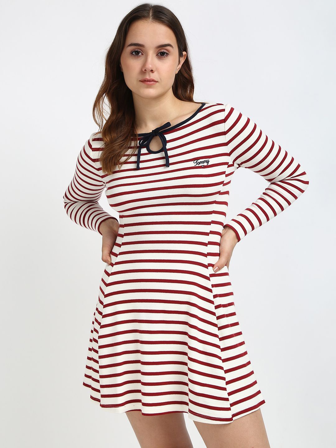 

Tommy Hilfiger Embroidered Fit & Flare Dress, Red