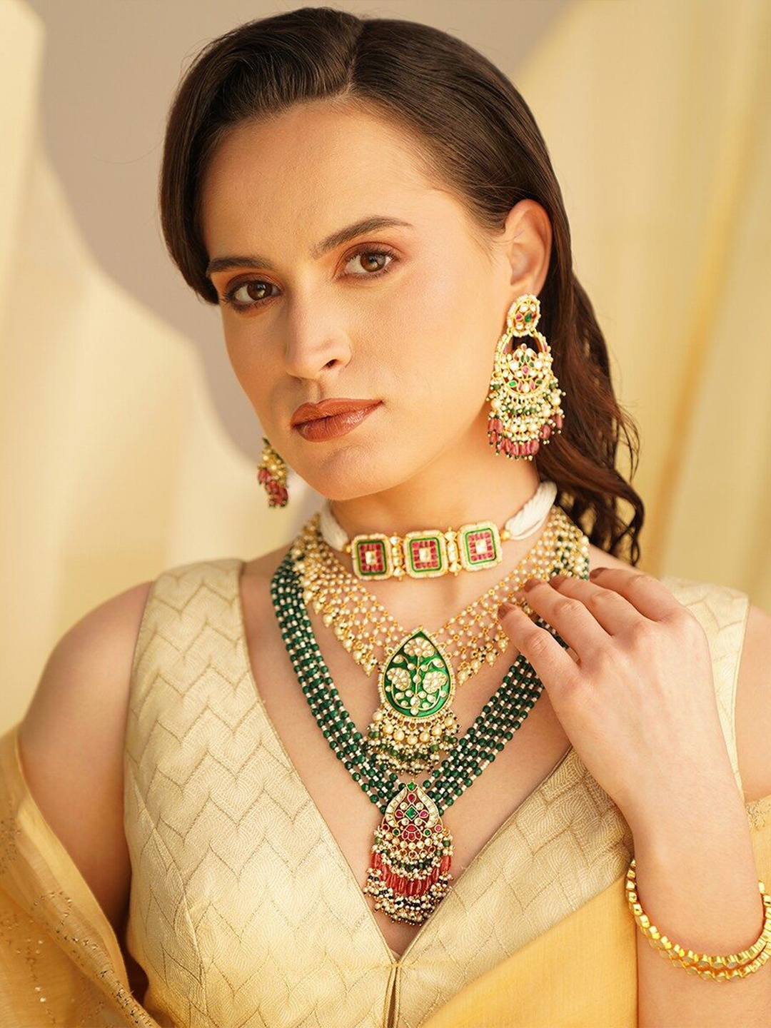 

JAYPORE Brass Layered Necklace, Gold