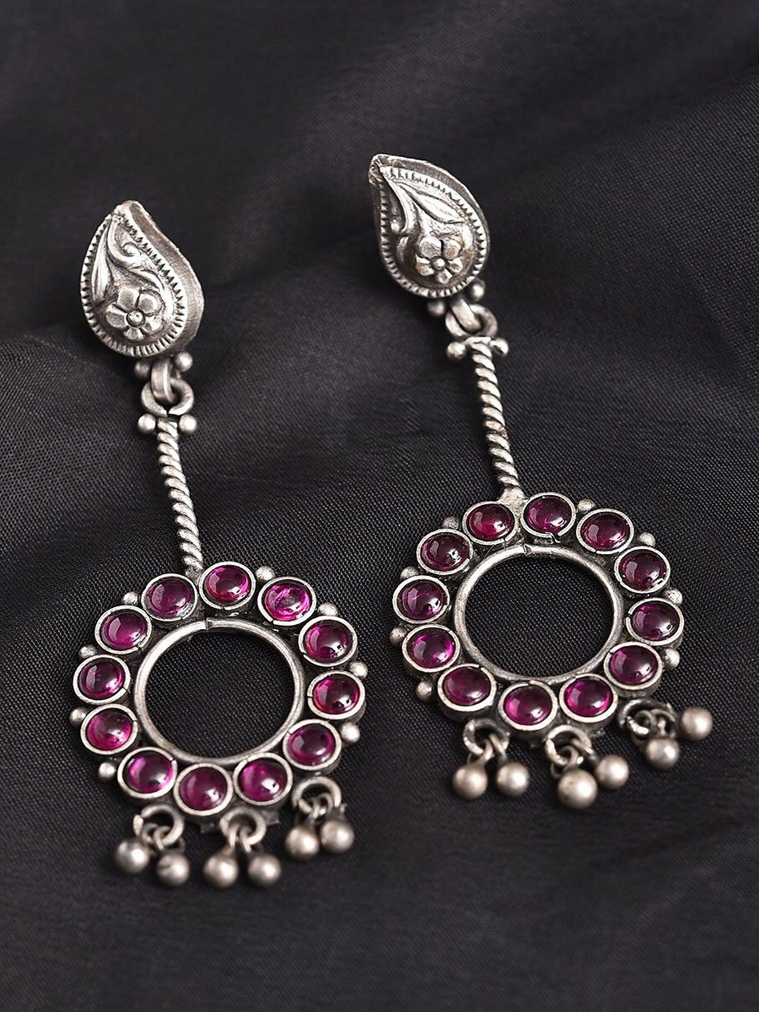 

JAYPORE Contemporary Emerald Studs Earrings, Silver