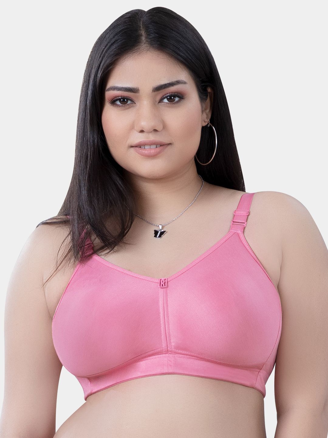 

Trylo Riza T-FIT Non-Padded Non-Wired Full Coverage Seamless Hosiery Cotton Fabric Bra, Pink