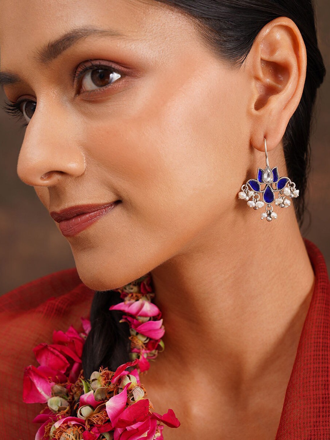 

JAYPORE Gold-Plated Contemporary Drop Earrings, Blue