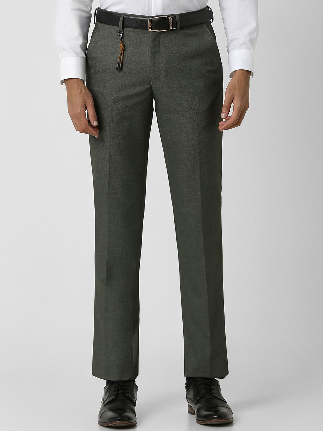 

V Dot Men Slim Fit Trousers, Grey