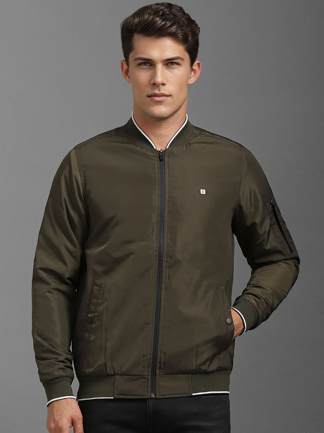 

Louis Philippe Sport Men Bomber Jacket, Olive