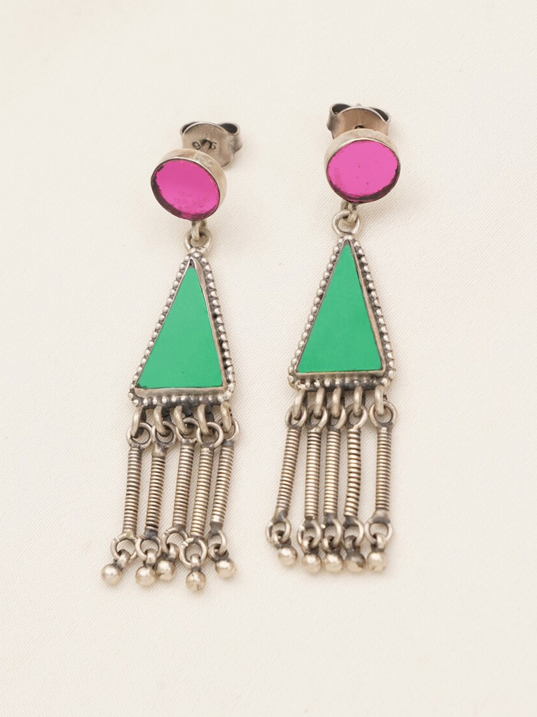 

JAYPORE Silver-Plated Contemporary Drop Earrings