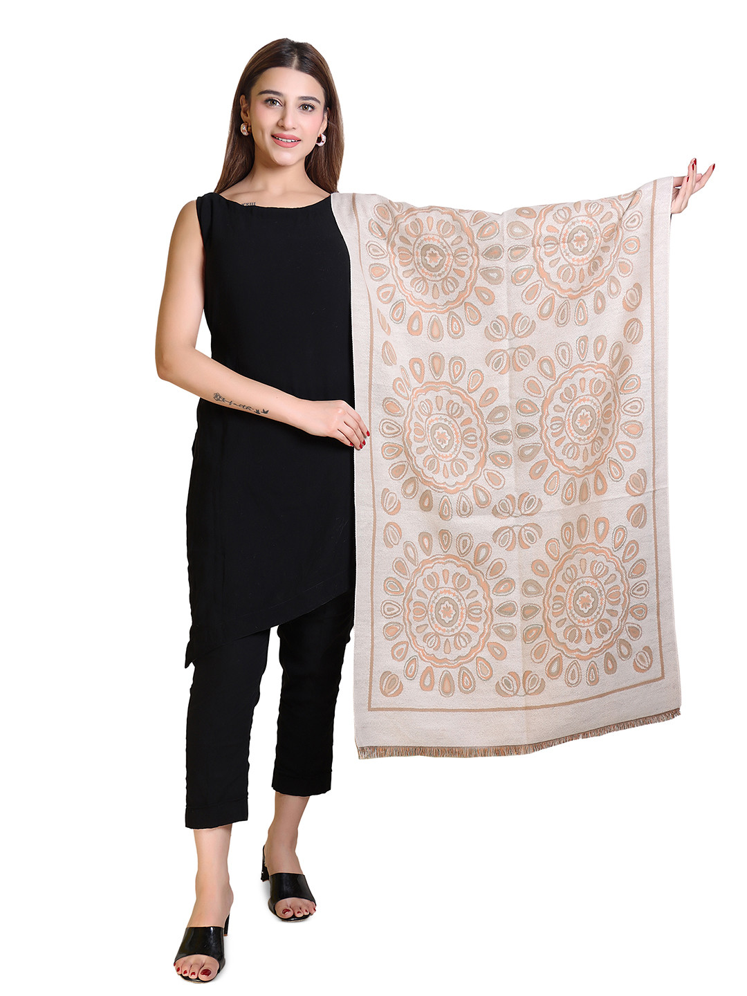 

Oswal International Women Acrylic Shawl, Beige