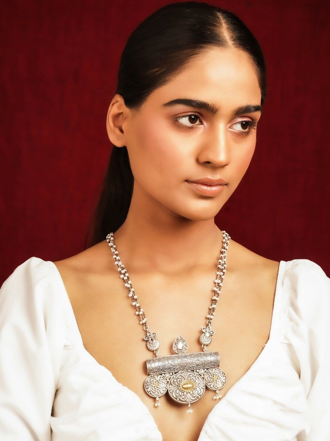 

JAYPORE Silver-Plated Oxidised Necklace