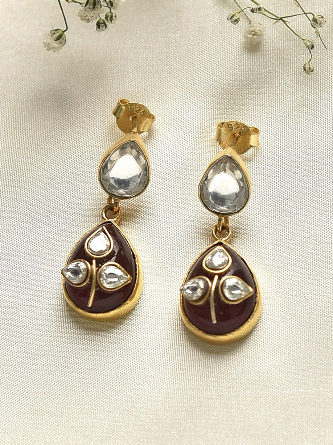 

JAYPORE Gold-Plated Contemporary Amethyst Stud Earrings