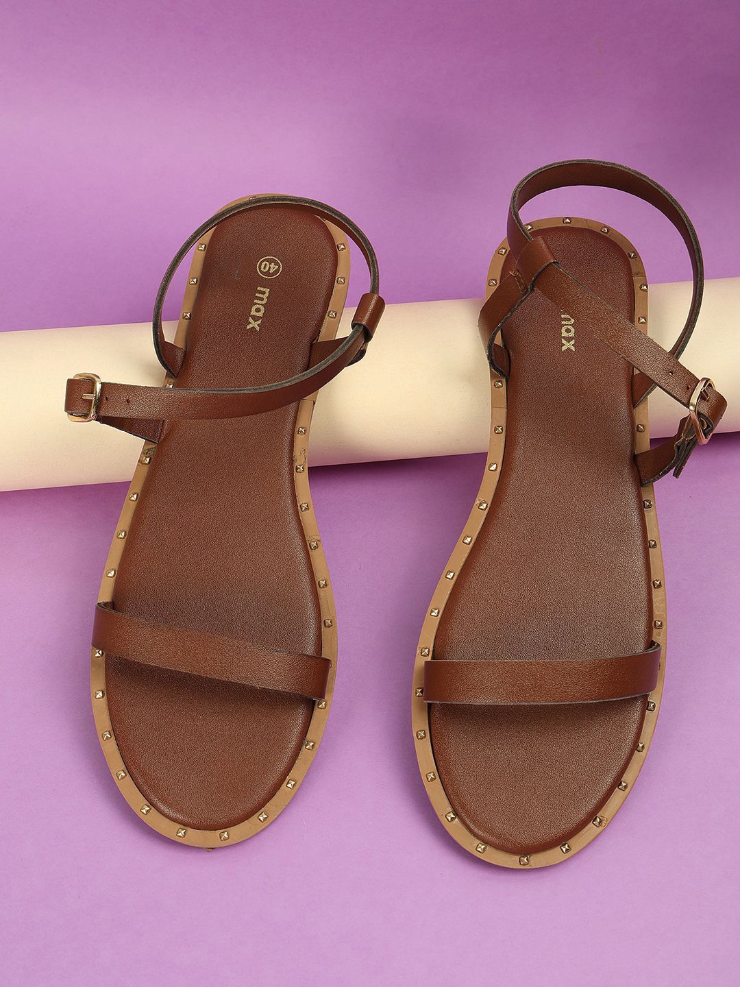 

max Women Open Toe Flats, Brown