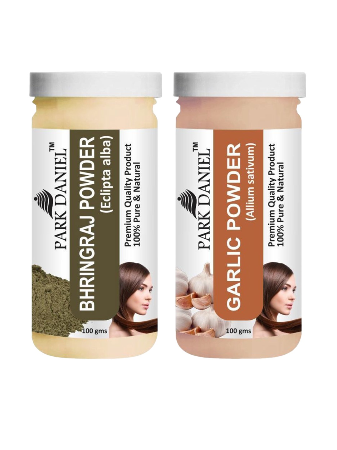 

Park Daniel Set Of 2 Garlic Powder & Bhringraj Powder For Hair & Skin - 100 g Each, Transparent