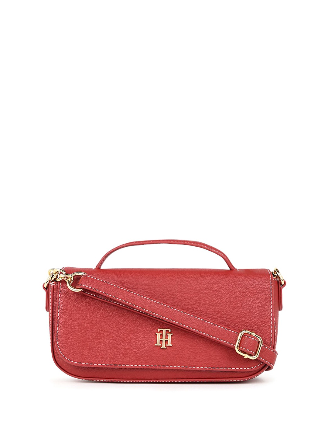 

Tommy Hilfiger Women Textured Structured Cotton Sling Bag, Red