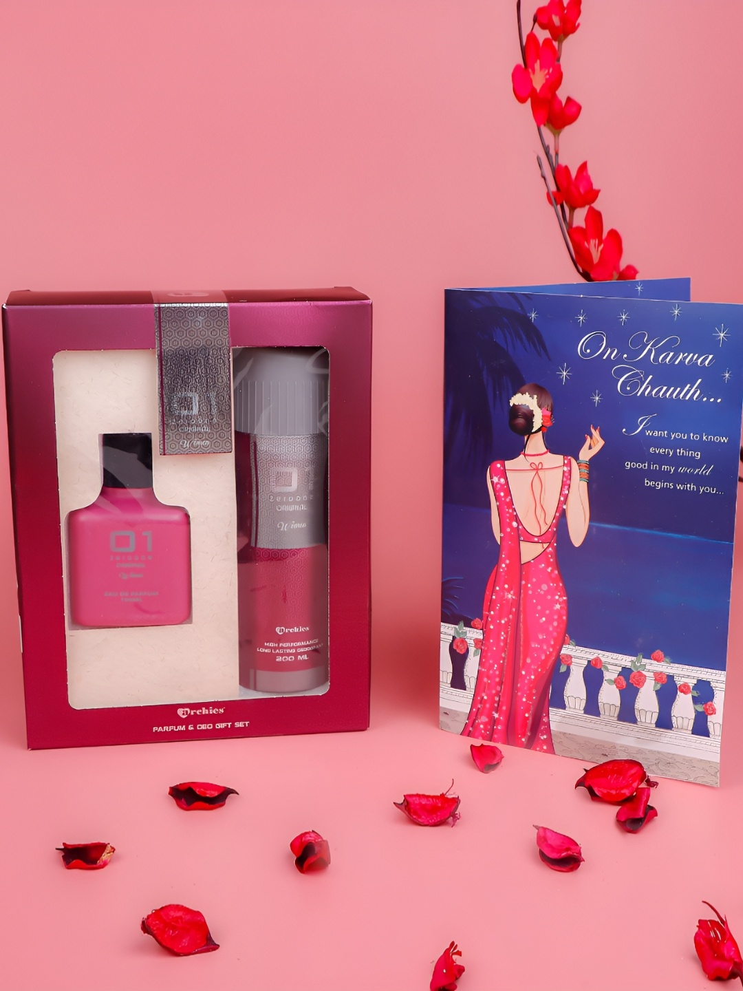 

Archies Karwa Chauth Special Love you Forever Card with Perfume Gift Set, Pink