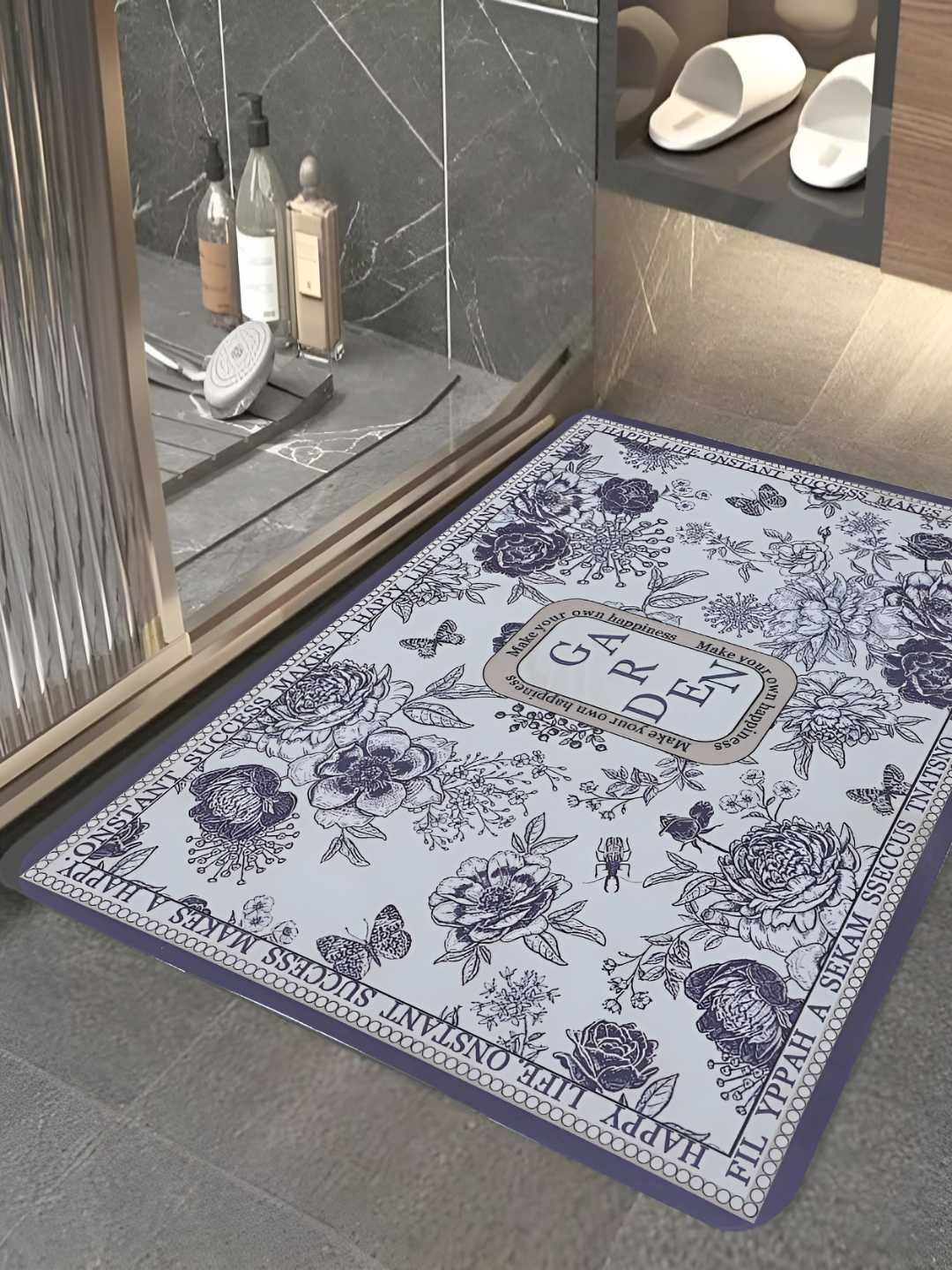

HomeCloud Grey & Violet Printed Rectangular Floor Mat