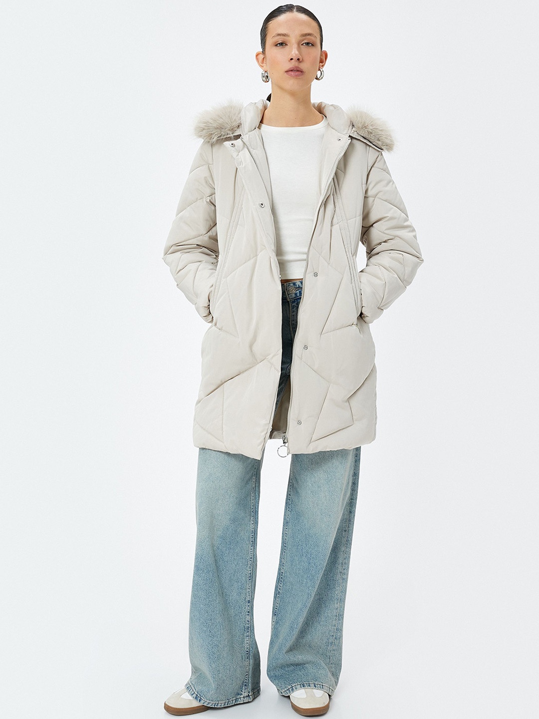 

Koton Single-Breasted Overcoat, White