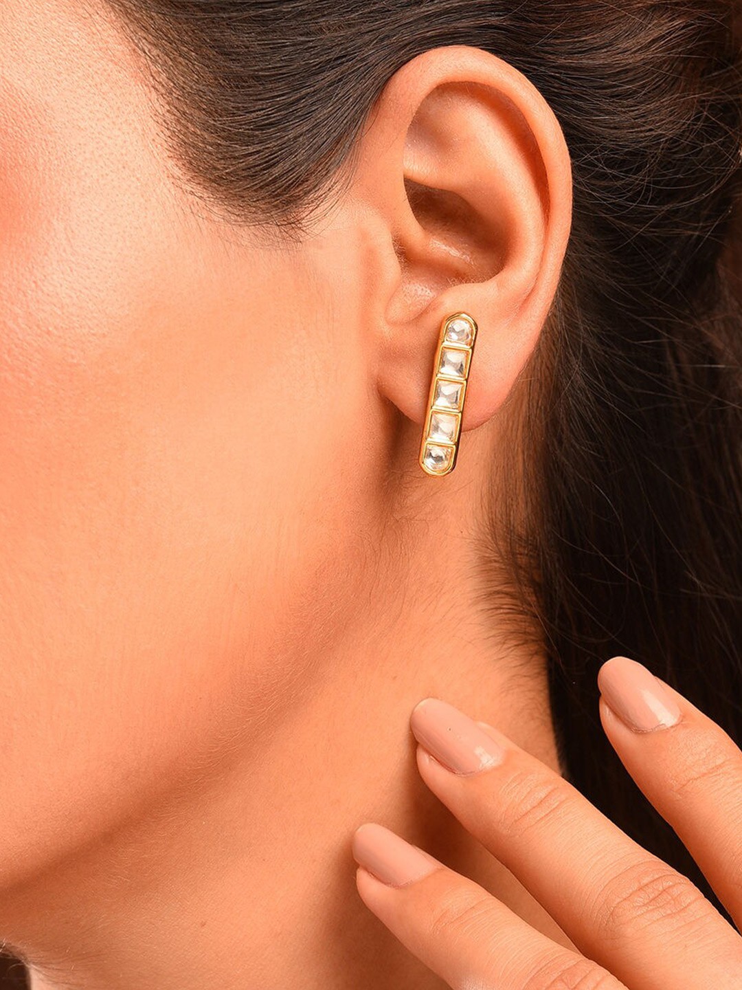 

JAYPORE Contemporary Studs Earrings, Gold
