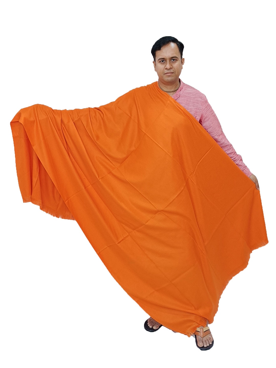 

Vrinde Tasselled Border Pure Woollen Shawl, Orange