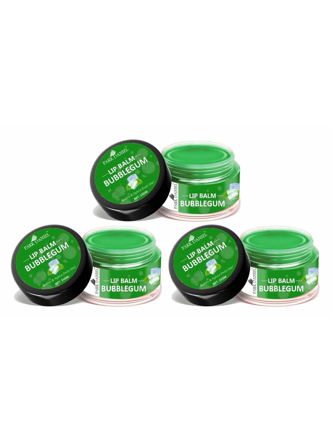 

Park Daniel Set Of 3 Bubble Gum Extract Lip Balm - 15 g Each, Green
