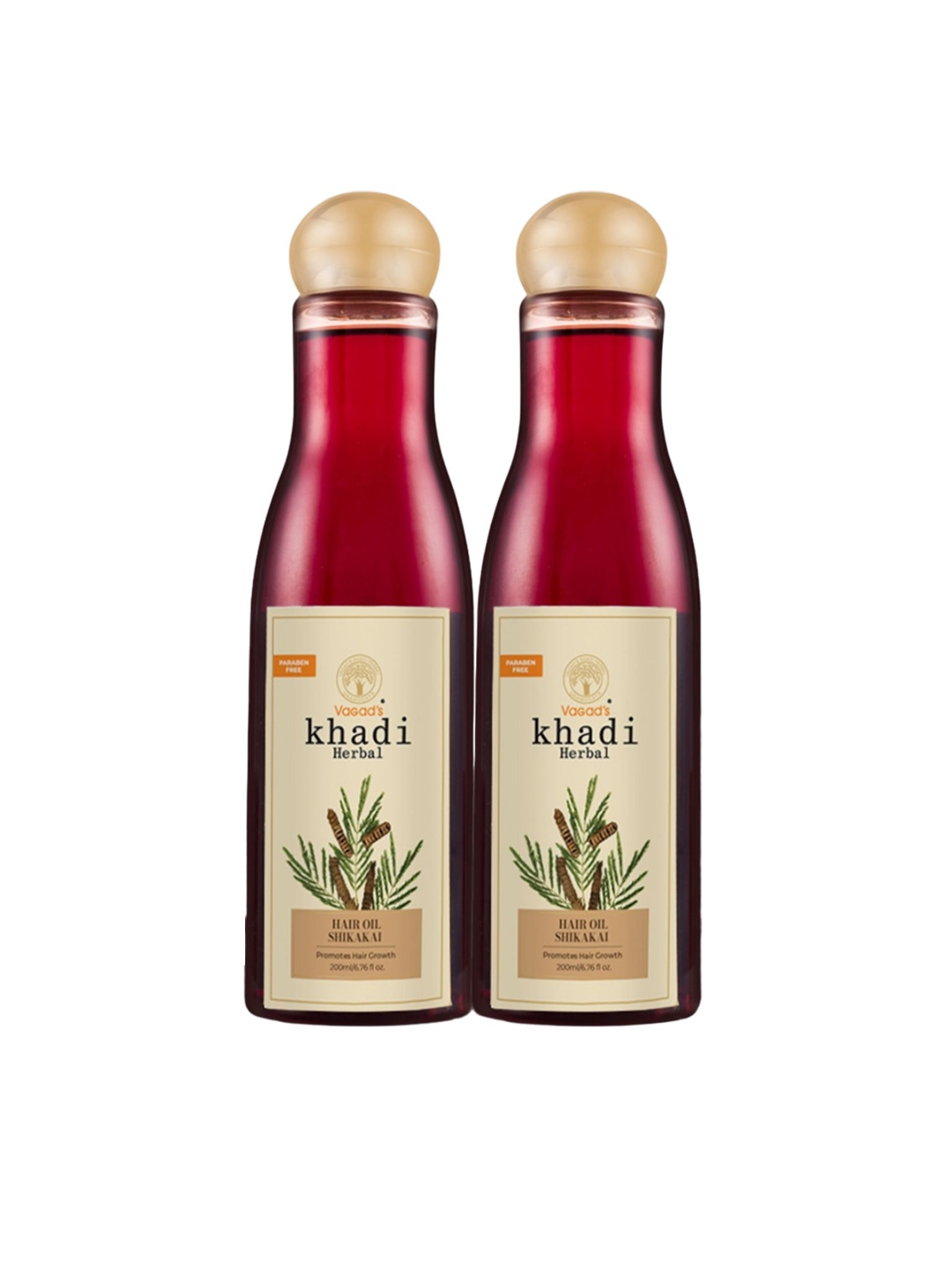 

Vagads Khadi Herbal Set of 2 Shikakai Hair Oil with Amla & Lemon - 200 ml each, Red