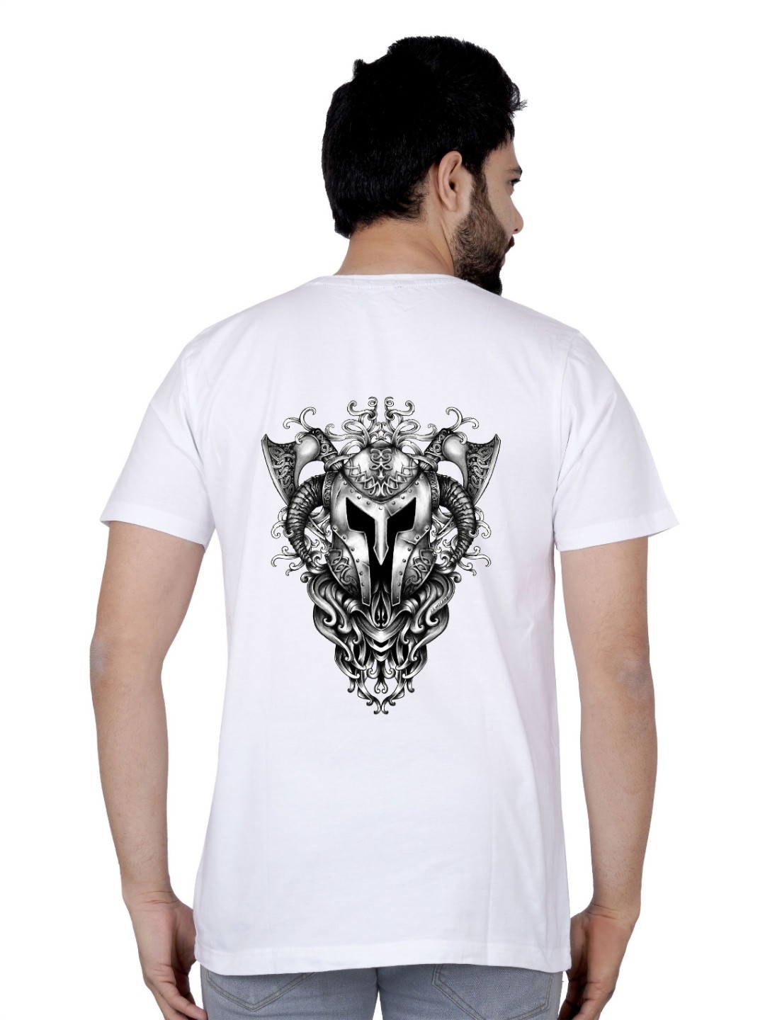 

LA MILANO Men Graphic Printed Round Neck Pure Cotton Slim Fit T-shirt, White